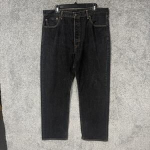 Levis 501 Jeans Mens 37x29 Black Raw‎ Denim Button Fly Straight Fit Classic